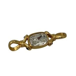 Swarovski Brooch Signed Gold Tone Sparkly Wrapped Hard Candy Crystal